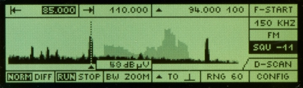 Digital scan of the frequency spectrum from 85 to 110 MHz