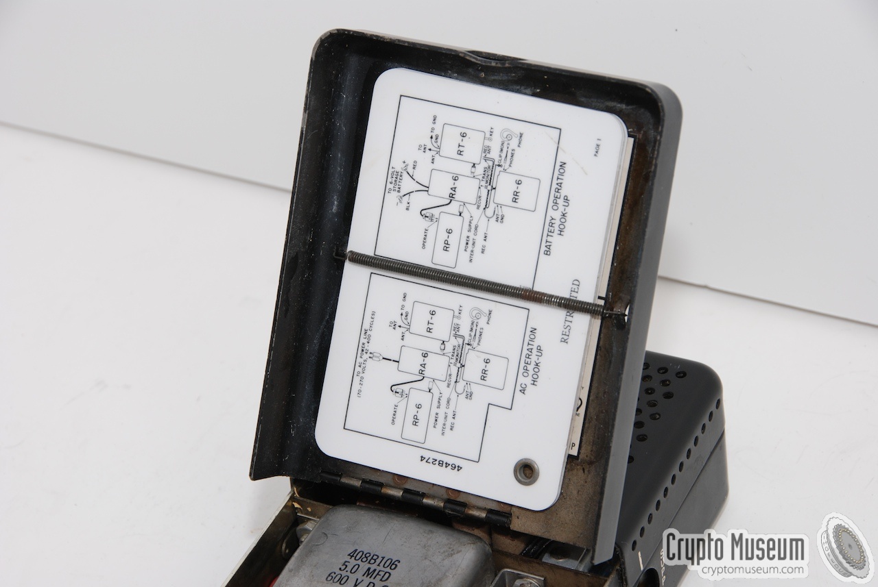 The circuit diagrams on a series of plastic cards stored inside the lid
