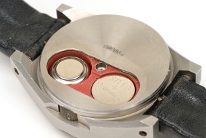 Rear side with opened battery cover