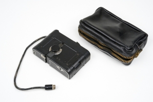 Camera with leatherette storage case