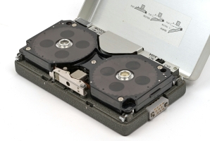 Alpha One audio recorder loaded with tape cartridge