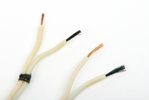 Both ends of the power cable. One of the wires is completely corroded over the entire length