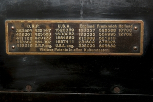 Patent number shield at the rear of the machine