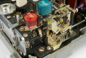 Close-up of the tape reader mechanics