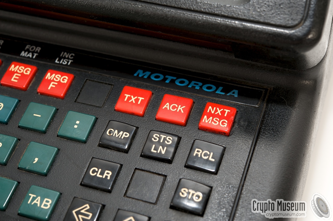 Close-up of the extended keyboard and the Motorola logo