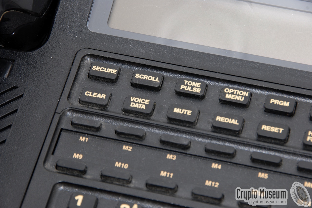 Close-up of the keyboard showing the SECURE and CLEAR keys at the top left.