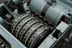 Close-up of the cipher wheels