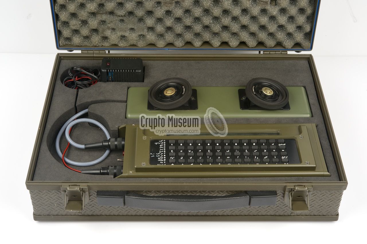 TST-3010 message encryptor and TST-3070 in green military flight case