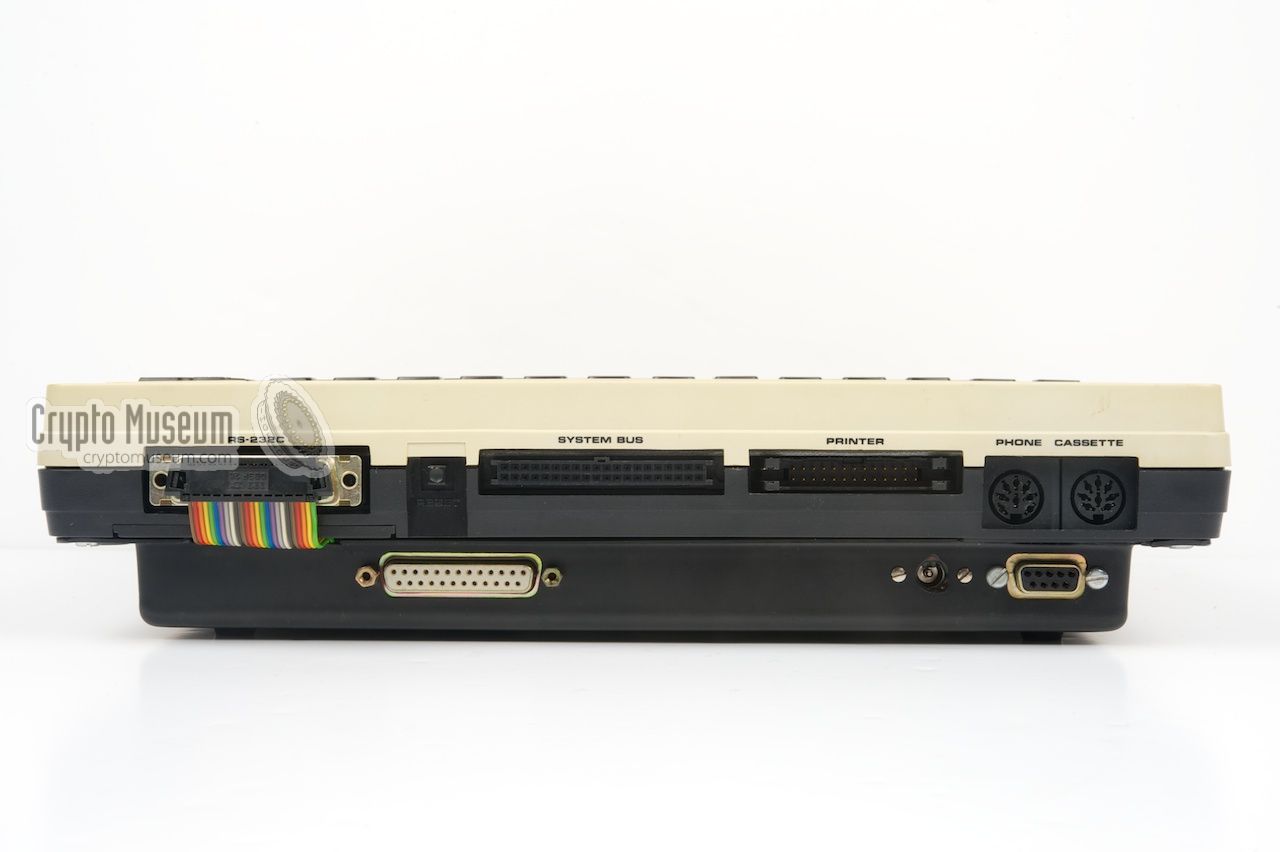 TST 3550 seen from the rear. The lower part is the actual cipher unit that is bolted to the bottom of the TRS-80 Model 102.