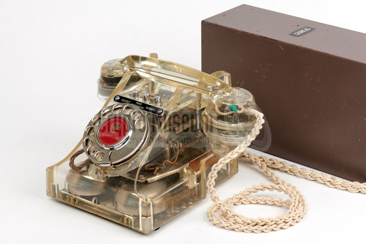 Transparent telephone in front of Privacy Set No. 8
