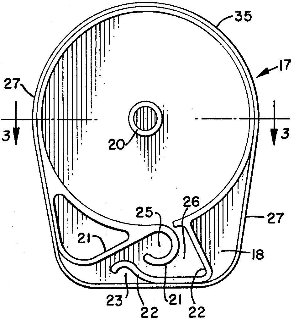 Image from US patent 4108390, with the design for a paper tape canister. Click to view.