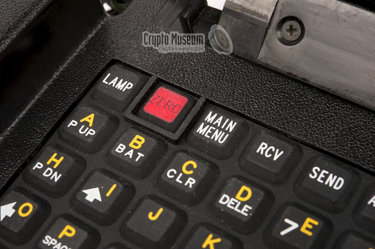Close-up of the ZEROIZE button (press 3x to purge all keys)