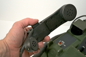 Pressing the push-to-talk switch on the handset