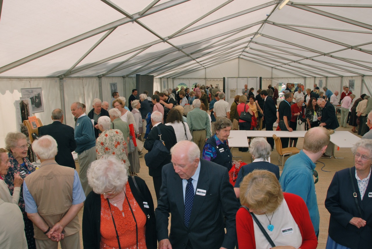 Inside the exhibition tent