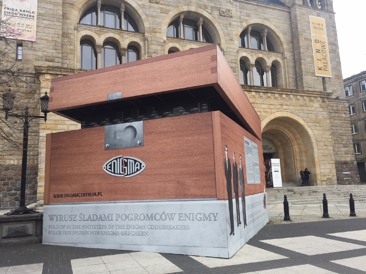 The Enigma information container in front of the original university building