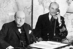 Prime Minister Winston Churchill (left) in the Cabinet War Room