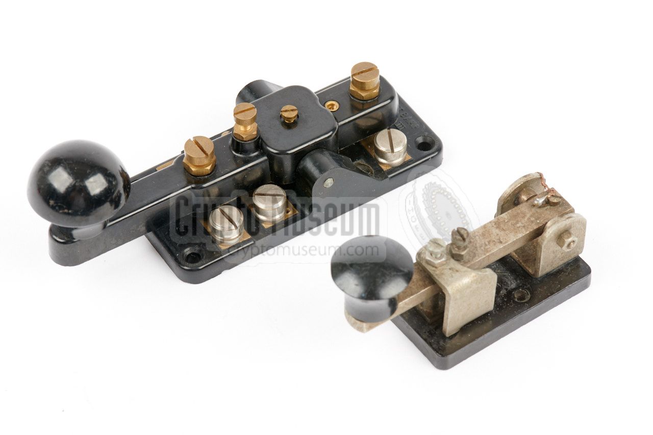 Morse key No. 2 Mark III (rear) and miniature A3 key (front)