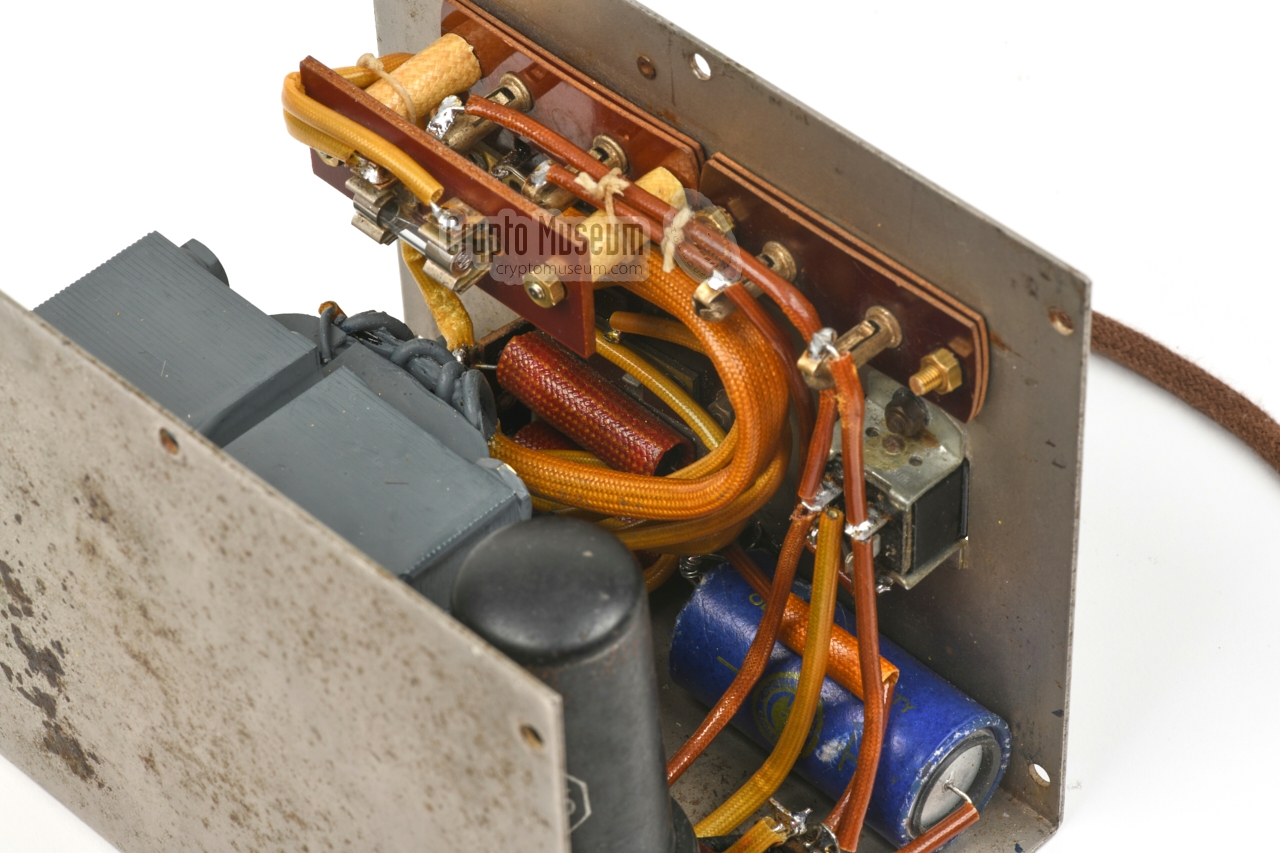 Internal wiring of the transformer, the voltage selector, the power output socket and the (added) fuse holder