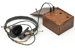 Clandestine 'Radio Oranje' receiver with headphones connected