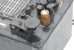 Close-up of the morse key on the transmitter and the socket for the external keyer